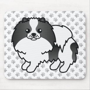 Zwarte Parti-Kleur Pomeranian Mooie Hond & Pootjes Muismat