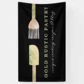 Zwarte pasta eucalyptus blad lepel spatel spandoek (Verticaal)