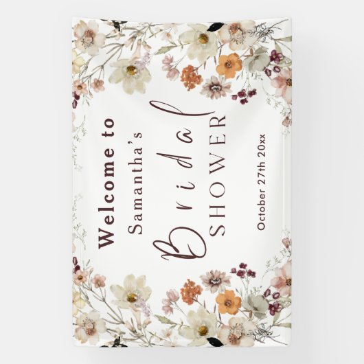 Zwarte Pastel Boho Wilde Bloem Moderne Bruidsuitno Spandoek (Verticaal)