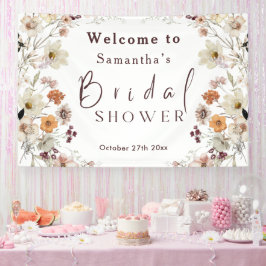 Zwarte Pastel Boho Wildflower Moderne Bruidsdouche Spandoek