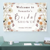 Zwarte Pastel Boho Wildflower Moderne Bruidsdouche Spandoek (Beurs)