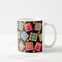 Zwarte Patchwork Quilt Design Mok