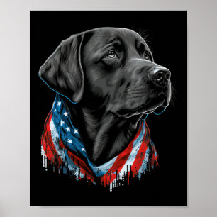 Zwarte Patriottische Amerikaanse Labradoor 4 juli Poster
