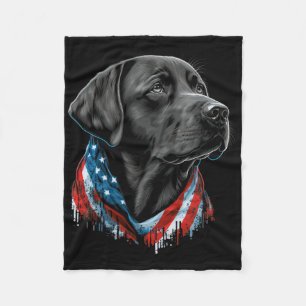 Zwarte Patriottische Amerikaanse Labrador 4 juli Fleece Deken