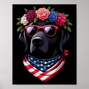 Zwarte Patriottische Amerikaanse Labrador 4 juli Poster