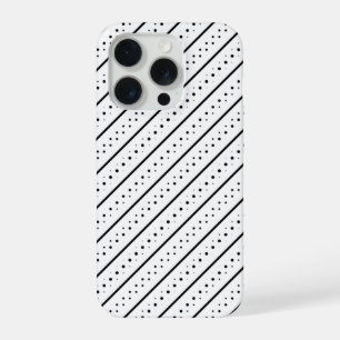 Zwarte Patroon Lijn Stippen Geometrie iPhone 15 Pro Case