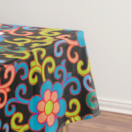 Zwarte patroon met kleurrijke bloemen in chic ontw tafelkleed