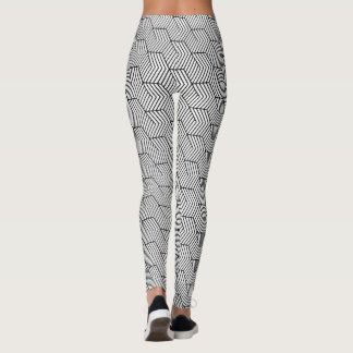 Zwarte Patroonlijn Kubus Geometrie Eenvoudig Leggings