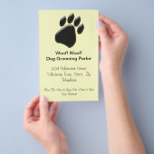 Zwarte Paw Print Design Hond Grooming Parlor Flyer (Hand)