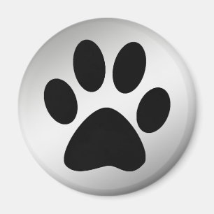 ZWARTE PAW PRINT OP SILVER MAGNEET