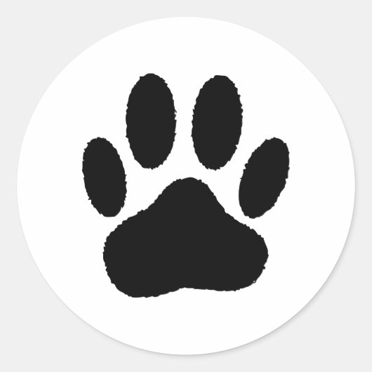 Zwarte Paw Print Ronde Sticker (Voorkant)