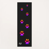 Zwarte Paw Print Yoga Mat met Naam (Voorkant)