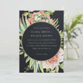 ZWARTE PEACH DESERT SUCCULENT CACTI FOLIAGE WEDDIN KAART (Staand voorkant)