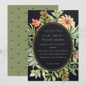 ZWARTE PEACH DESERT SUCCULENT CACTI FOLIAGE WEDDIN KAART (Voorkant / Achterkant)