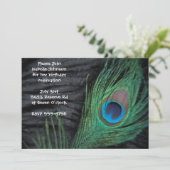 Zwarte Peacock Feather Birthday Kaart (Staand voorkant)