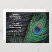 Zwarte Peacock Feather Birthday Kaart (Voorkant / Achterkant)