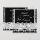 Zwarte Pearl Lace Bow Kaart (Voorkant / Achterkant)