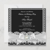 Zwarte Pearl Lace Bow Kaart (Achterkant)