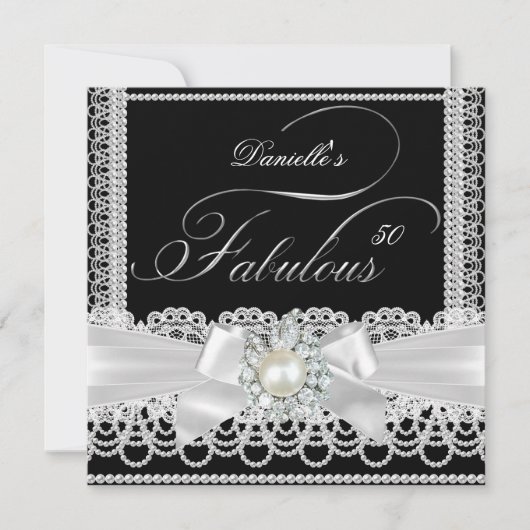 Zwarte Pearl Lace Bow Kaart (Voorkant)