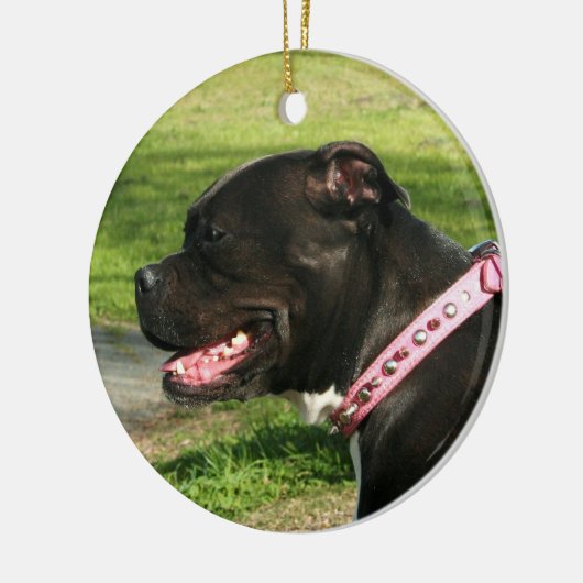 Zwarte peerversiering keramisch ornament (Links)