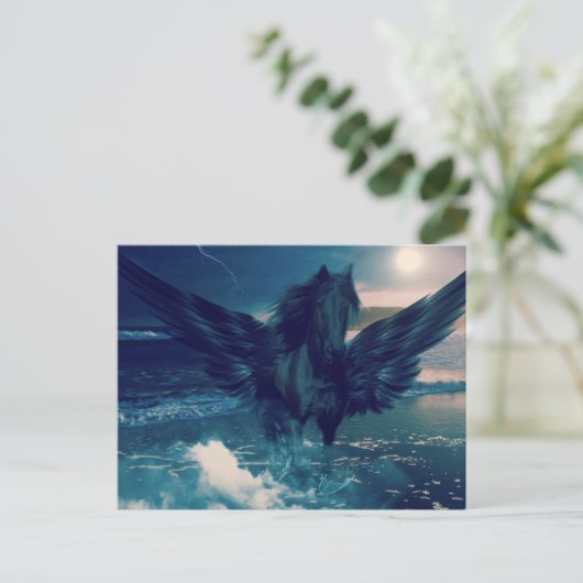 Zwarte Pegasus afkomstig uit de Zee Briefkaart (Staand voorkant)