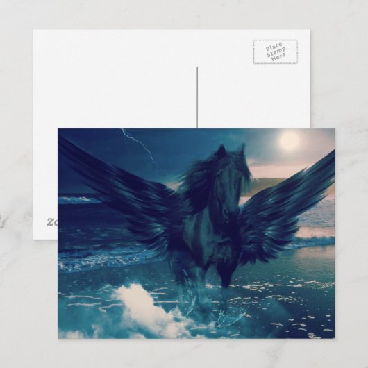 Zwarte Pegasus afkomstig uit de Zee Briefkaart (Voorkant / Achterkant)