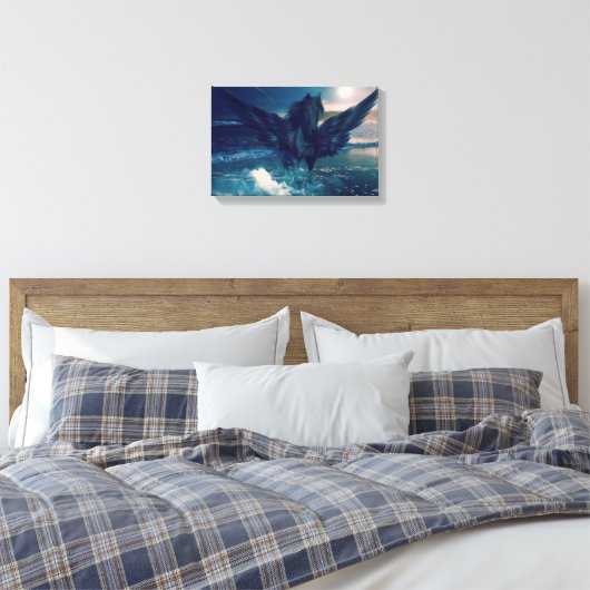 Zwarte Pegasus afkomstig uit de Zee Canvas Afdruk (Insitu (Slaapkamer))