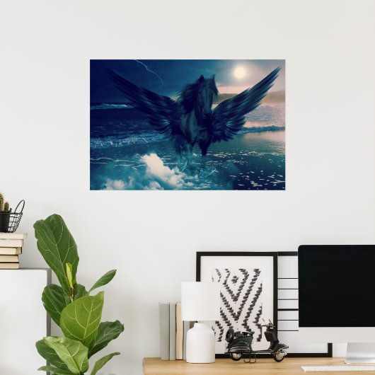 Zwarte Pegasus afkomstig uit de Zee Poster (Thuiskantoor)