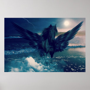 Zwarte Pegasus afkomstig uit de Zee Poster
