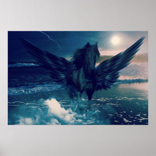 Zwarte Pegasus afkomstig uit de Zee Poster (Voorkant)