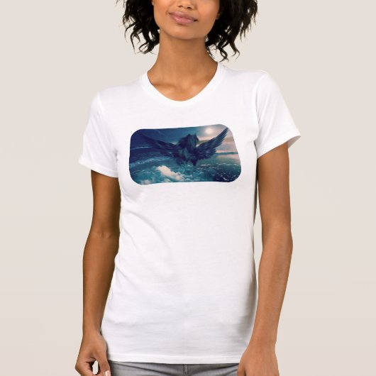 Zwarte Pegasus afkomstig uit de Zee T-shirt (Voorkant)
