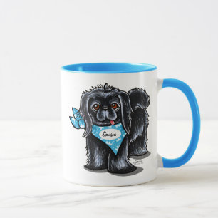 Zwarte Pekingese Pet-naam Aangepast blauw Mok
