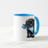 Zwarte Pekingese Pet-naam Aangepast blauw Mok (Voorkant rechts)