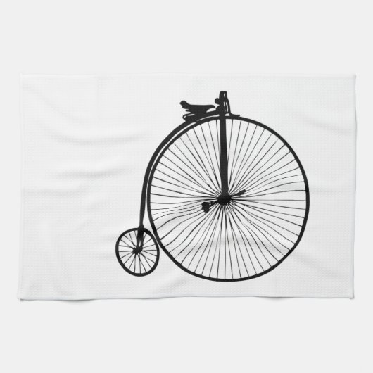 Zwarte penny farthing  bike theedoek (Horizontaal)
