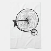 Zwarte penny farthing  bike theedoek (Verticaal)