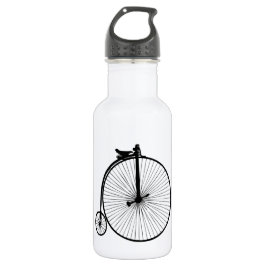 Zwarte penny farthing  bike waterfles 