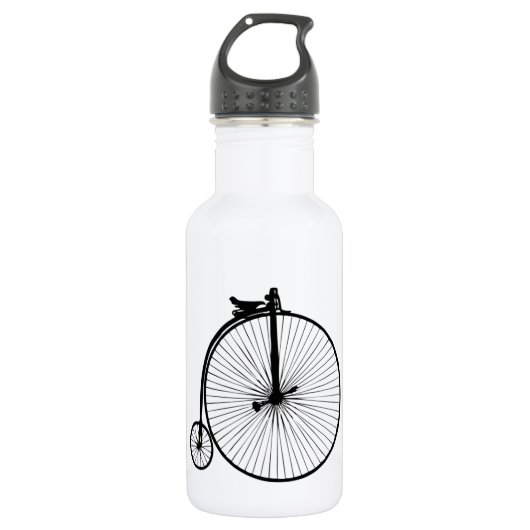 Zwarte penny farthing bike waterfles (Voorkant)