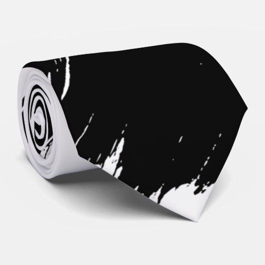 Zwarte Penseel Modern Witte Achtergrond Stropdas (Opgerold)