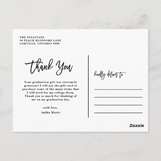 Zwarte penseelkalligrafie | Afstuderen Hartelijk d Briefkaart (Achterkant)