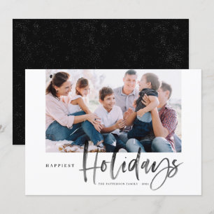 Zwarte penseelkalligrafie het gelukkigste Vakantie Feestdagenkaart