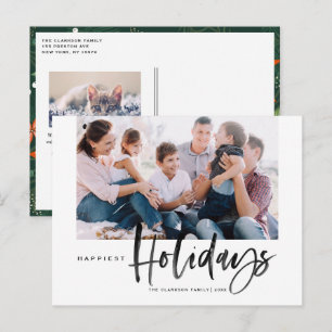 Zwarte penseelkalligrafie het gelukkigste Vakantie Feestdagenkaart