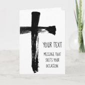 Zwarte penseelkruis - Christelijk Artistiek Kruis Feestdagen Kaart (Voorkant)