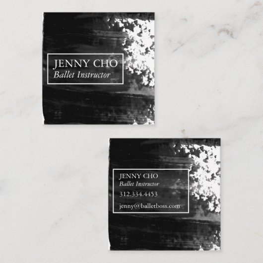 Zwarte penseelpenseel met verfstreep vierkante visitekaartje (Voorkant / Achterkant)