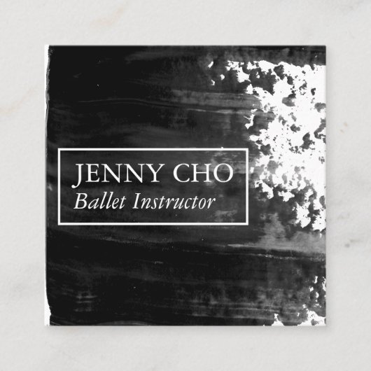 Zwarte penseelpenseel met verfstreep vierkante visitekaartje (Voorkant)