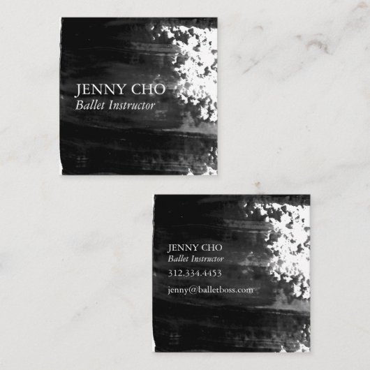 Zwarte penseelpenseel met verfstreep vierkante visitekaartje (Voorkant / Achterkant)