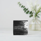 Zwarte penseelpenseel met verfstreep vierkante visitekaartje (Staand voorkant)