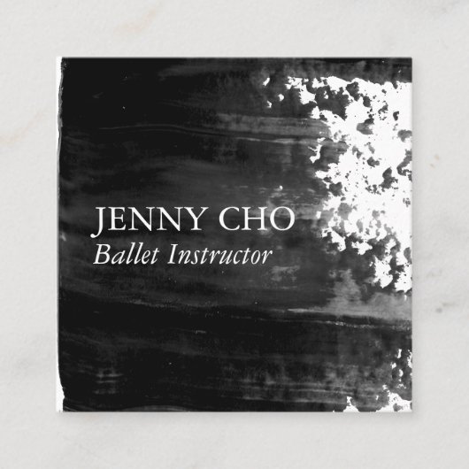 Zwarte penseelpenseel met verfstreep vierkante visitekaartje (Voorkant)