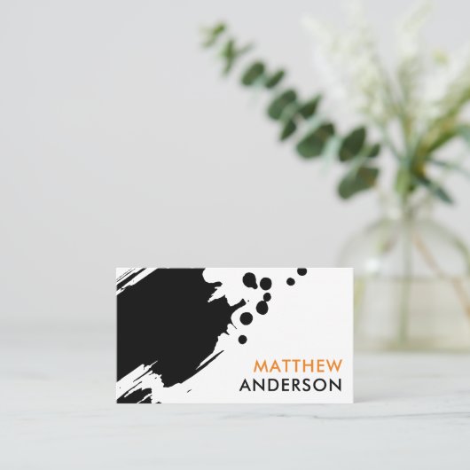 Zwarte penseelschilderverf, schilder en schilder visitekaartje (Staand voorkant)