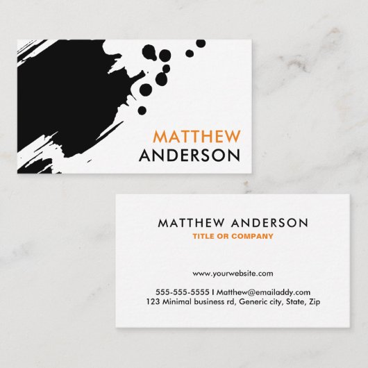 Zwarte penseelschilderverf, schilder en schilder visitekaartje (Voorkant / Achterkant)