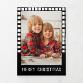 Zwarte penseelspeldenfoto TriFold Holiday-kaart Drieluik Aankondiging (Cover)